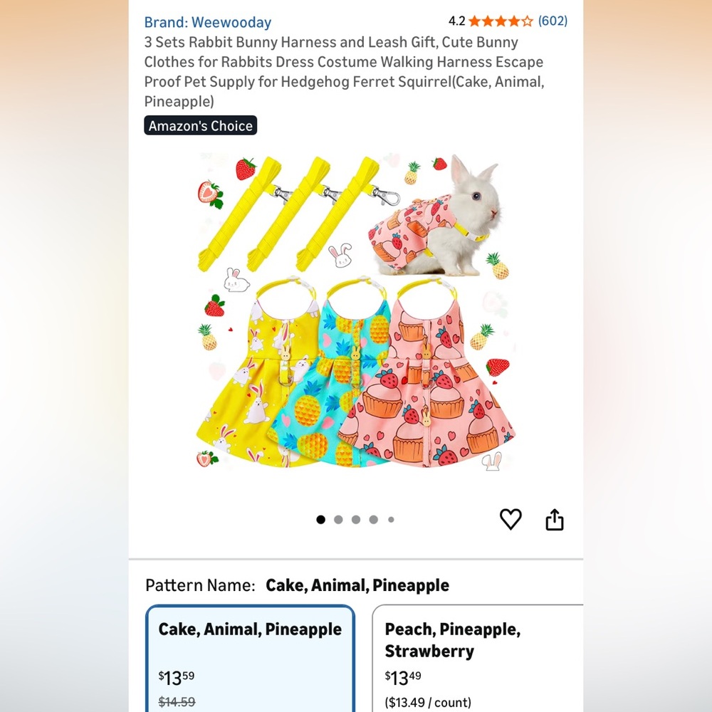 Colorful Rabbit Harness Dress Set